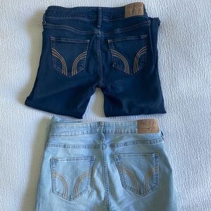 Two pair of Hollister jeans.light and dark wash